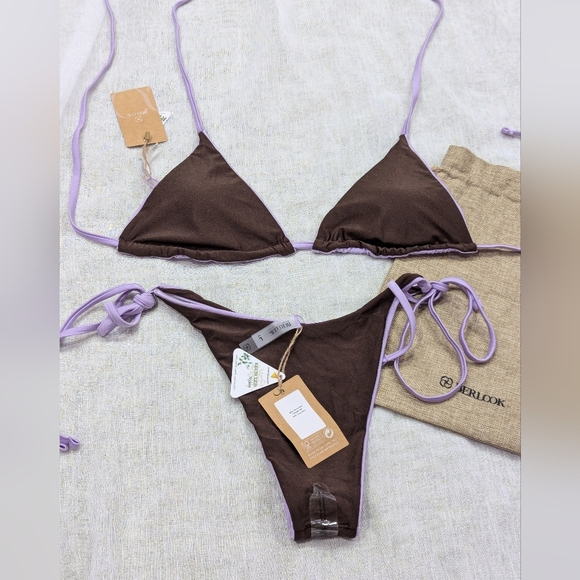 BNWT / Berlook / Large / Purple Reversible Tie Bikini Set - Picture 2 of 2